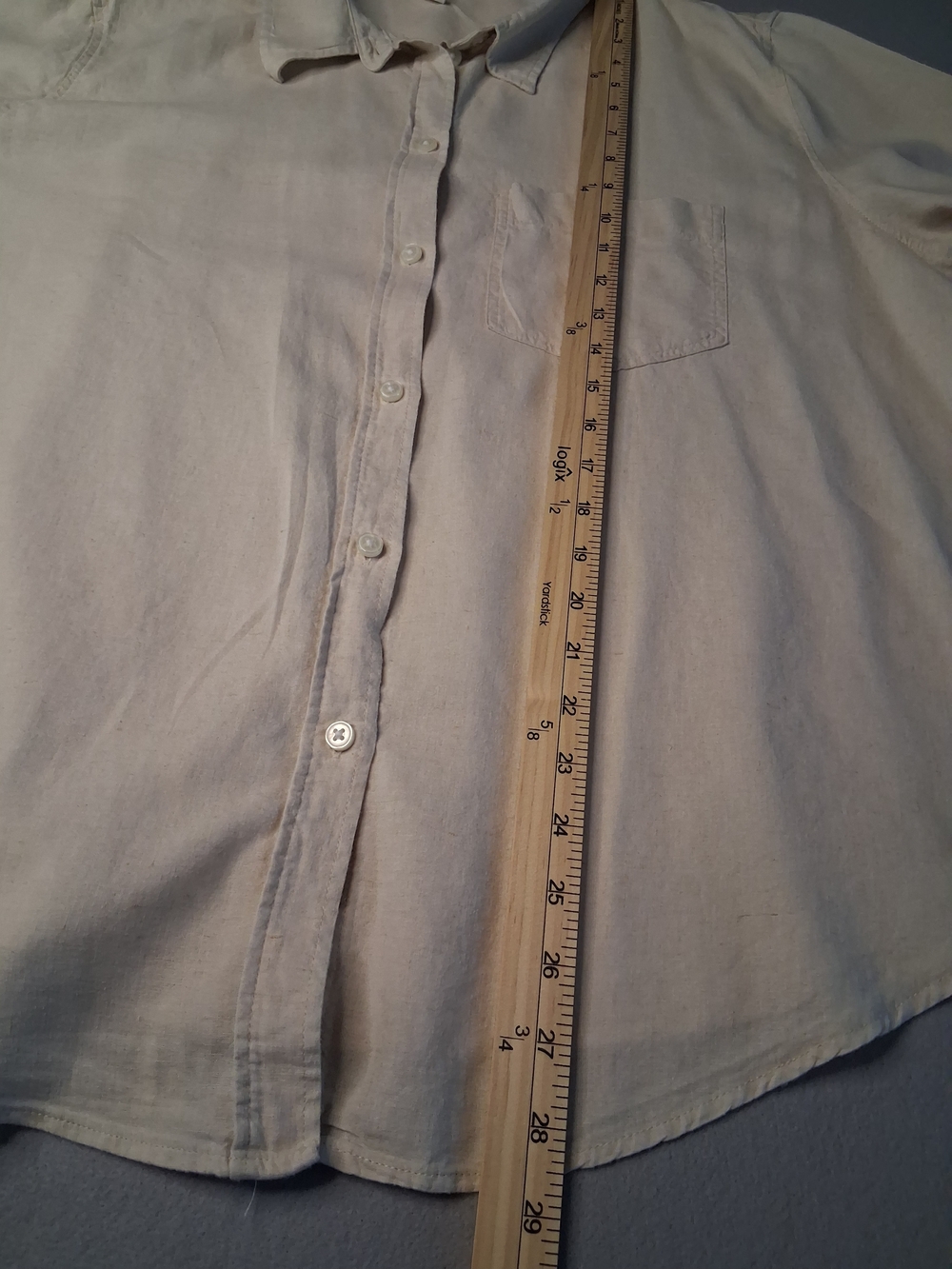 H&M Linen Blend Button Down Shirt Women’s XL Beige Long Sleeve Lightweight Blous - Picture 7 of 9